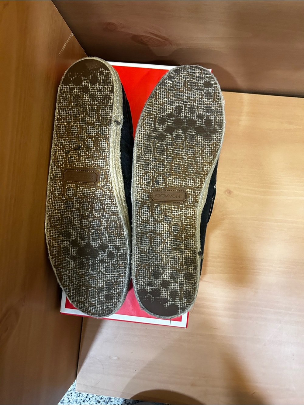 Coach Black Signature Logo Espadrille Slip-On Flats Size 8.5 - Picture 4 of 7
